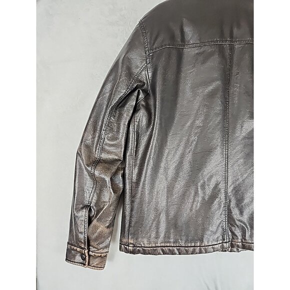 Levi's Aviator Bomber Jacket Men's Size Large Brown Faux Leather Sherpa Lined - Picture 10 of 13